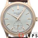パテック フィリップ カラトラバ ウォッチ 39mm 6119R-001 箱 保証書 K18RG/革 メンズ時計 シルバー 仕上げ