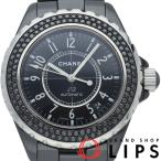 シャネル J12 ウォッチ 39mm ブラックダイヤベゼル H0942 箱 保証書 セラミック レディース時計 ブラック 仕上げ済