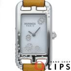 エルメス ナンタケット ウォッチ PM ダイヤベゼル NA2.132 箱 SS/革 レディース時計 ホワイト 仕上げ済  美品 中
