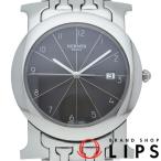 エルメス Hウォッチ ロンド メンズ時計 HR1.710 箱 保証書 SS メンズ時計 ブラウン 仕上げ済  美品 中古