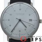 ユンハンス マックスビル メガソーラー ウォッチ 38mm 059/2023.02 箱 保証書 Ti/革 メンズ時計 グレー