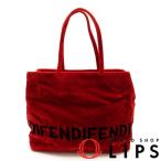 フェンディ ロゴライン トートバッグ 15758 ベロア レディース トートバッグ レッド  美品 中古