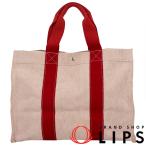 エルメス ボラボラGM  トワルアッシュ/キャンバス レディース トートバッグ レッド  美品 中古