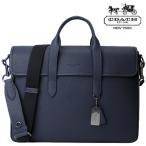 セール コーチCOACHメンズ ビジネスバッグ バッグ ビジネストート トートバッグ ショルダー 自立 ブリーフケースpc 本革 革 レザーa4 ポケット多い2wayかぶせ 紺