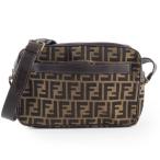 ショッピングフェンディ フェンディ キャンバス ショルダーバッグ レザー ブラウン レディース ズッカ 2気室 FENDI 中古