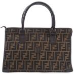 フェンディ ヴィンテージ ズッカ ハンドバッグ キャンバスxレザー ブラウン レディース FENDI 中古