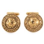  Chanel запонки кнопка кафф links металл материалы Gold мужской Vintage Logo цветок CHANEL б/у 