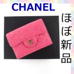 [ почти новый товар ] Chanel черная икра s gold matelasse три складывать кошелек розовый Mini бумажник compact 3. складывать nano CHANEL Zippy 