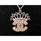 [ очень красивый товар ] CHANEL Chanel CC Logo стразы колье подвеска серебряный × чёрный 