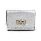 フェンディ FENDI 三つ折り財布 ピーカブー レザー シルバー