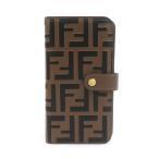 フェンディ FENDI スマートフォンケース iPhone11 Proケース ズッカ レザー ブラウン