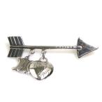 セリーヌ CELINE ブローチ マカダム アロー ハート シルバー925 シルバー