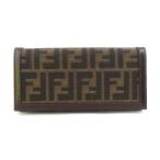 フェンディ FENDI 二つ折り長財布 ズッカ キャンバス/レザー ブラウン