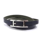 ショッピングエルメス エルメス HERMES ブレスレット アピ レザー/メタル ブラック/シルバー
