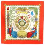 エルメス HERMES スカーフ カレ90 シルク オレンジ/マルチカラー