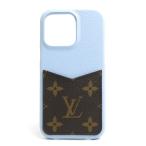  Louis Vuitton LOUIS VUITTON смартфон кейс iPhone 13 Pro кейс кожа голубой × Brown 