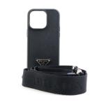  Prada PRADA смартфон кейс iPhone14 Pro кейс кожа черный 