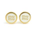 ミュウミュウ MIUMIU ピアス メタル ゴールド×ホワイト