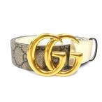 グッチ GUCCI ベルト GGスプリームキャンバス アイボリー×ブラウン