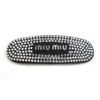 ミュウミュウ MIUMIU バレッタ サテン/ラインストーン ブラック