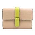 ショッピングロエベ ロエベ LOEWE 三つ折り財布 レザー ベージュ×イエロー