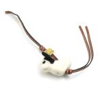 ショッピングロエベ ロエベ LOEWE チャーム ブルドッグ フェルト/レザー/メタル ホワイト×ブラック×ブラウン