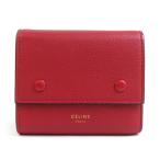 セリーヌ CELINE 三つ折り財布 スモールフォールデッドマルチファンクション レザー レッド