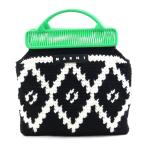 マルニ MARNI ハンドバッグ ニット グリーン×ブラック×ホワイト