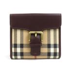 バーバリー BURBERRY 二つ折り財布 PVCコーティングキャンバス/レザー ブラウン×ベージュ