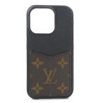  Louis Vuitton LOUIS VUITTON смартфон кейс iPhone14 Pro кейс IPHONE бампер 14PRO кожа черный × Brown 