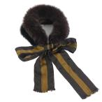 フェンディ FENDI ストール フォックス/ラビットファー/シルク ブラウン系