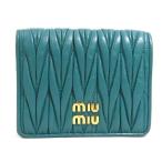 ミュウミュウ MIUMIU 二つ折り財布 マテラッセ レザー グリーン