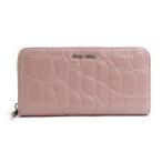 ミュウミュウ MIUMIU ラウンドファスナー長財布 パテントレザー ピンク