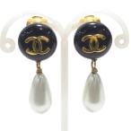 シャネル CHANEL イヤリング メタル/フェイクパール ブラック×ホワイト