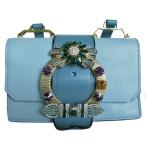 ミュウミュウ MIUMIU 斜め掛けショルダーバッグ レザー/ビジュー ブルー/マルチカラー