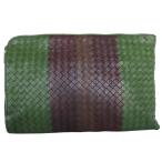 ボッテガヴェネタ BOTTEGAVENETA クラッチバッグ イントレチャート レザー グリーン/ブラウン