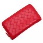ボッテガヴェネタ BOTTEGAVENETA ラウンドファスナー長財布 イントレチャート レザー レッド
