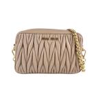 ミュウミュウ MIUMIU 斜め掛けショルダーバッグ マテラッセ レザー/メタル ベージュ/ゴールド