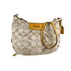 コーチ COACH ショルダーバッグ シグネチャー ナイロンキャンバス/エナメル イエロー×ライトベージュ