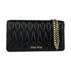 ミュウミュウ MIUMIU チェーンウォレット マテラッセ レザー ブラック