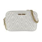 ショッピングMIUMIU ミュウミュウ MIUMIU ショルダーバッグ レザー/メタル オフホワイト/ゴールド