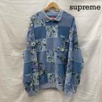 ショッピングシュプリーム シュプリーム 21AW Floral Patchwork Velour L/S Polo フローラル パッチワーク ベロア 長袖ポロシャツ カットソー ブルー BLU XL 50142293 50142293