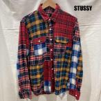 ステューシー コットン100% ネルシャツ マドラスチェック クレイジーパターン パッチワーク レッド ブルー S 50151351 50151351
