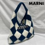 ショッピングMARNI マルニ MARNI MARKET マルニマーケット ダイヤモンドパターン ニットバッグ 白 ホワイト 青 ブルー 表記無し 50152054 50152054