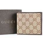 【新品・未使用】GUCCI グッチ GGキャンバス 二つ折り財布 ベージュ系×ブラウン系 イタリア製 04862・4276【GV96】