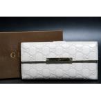【新品同様・未使用】GUCCI グッチ 二つ折り長財布 GG シマ レザー ホワイト系 112715・0416【HS24】