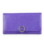 【超美品】ブルガリ BVLGARI BB 二つ折り長財布 ブランドウォレット パープル系 レザー 小物【IG100】