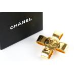 【超美品】CHANEL シャネル ココマーク クロス ブローチ ゴールド ブランドアクセサリー 97A【IX19】