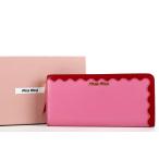 【新品同様・未使用】miumiu ミュウミュウ レザー ブランド 長財布 ジッピーウォレット ピンク系 箱付き【IX35】