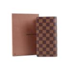 【新品同様・未使用】LOUIS VUITTON ヴィトン ダミエ ブラザ 二つ折り長財布 ブランド小物 ブラウン【JR54】